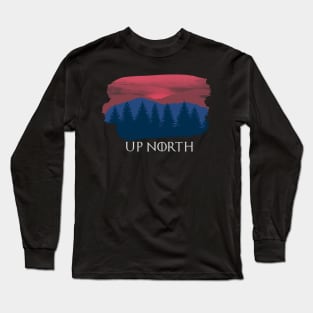 UP NORTH Sunset in Chilly Winter Mountains with Pine trees Long Sleeve T-Shirt